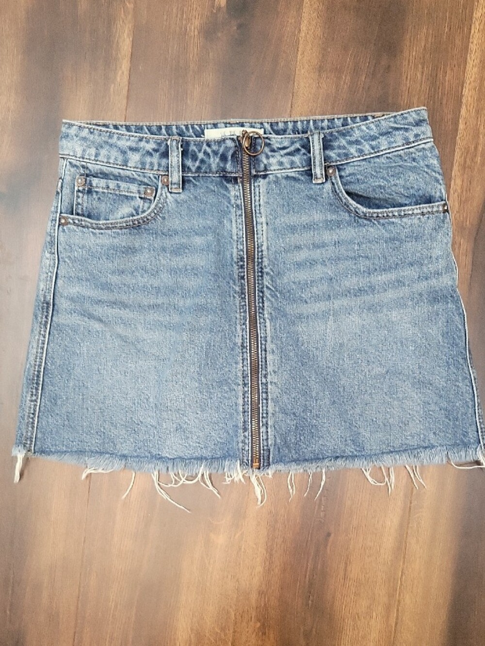 We The Free Light Blue Front-Zip Denim Mini Skirt - Picture 3 of 6